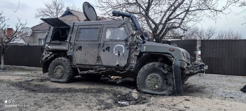 Пры спробе ўехаць у Марыупаль згарэла расейская тэхніка