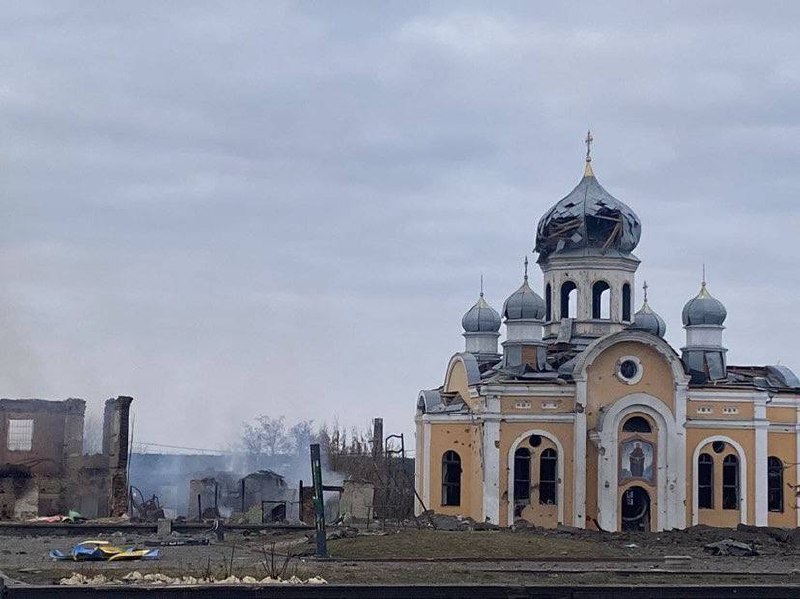 Пошкодження після обстрілу російською армією міста Малин на Житомирщині
