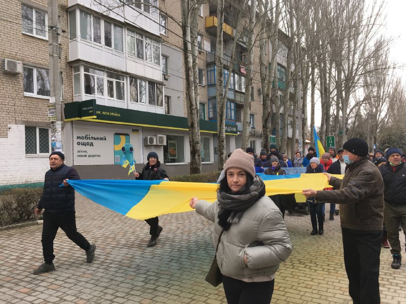 Demonstration in Skadovs'k in support of Ukraine