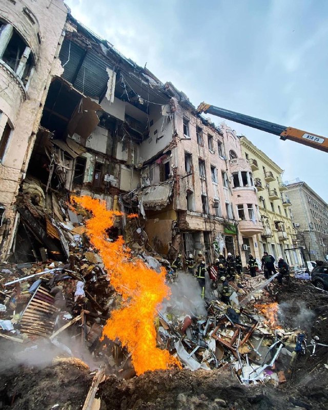 Heavy destruction as result of shelling on central Kharkiv