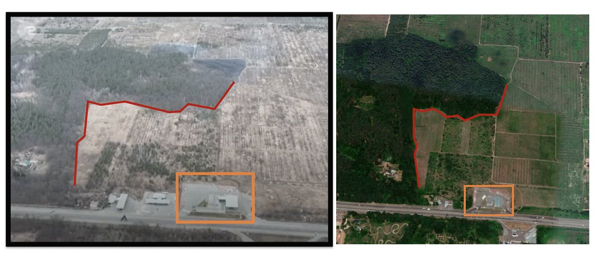 Geolokalizacja materiału z drona pokazującego rosyjskich żołnierzy strzelających do cywila w Mile w obwodzie kijowskim