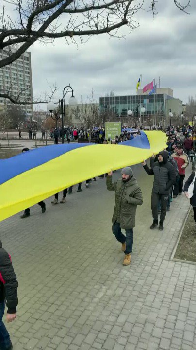 Protests in Berdyansk against Russian occupation continue