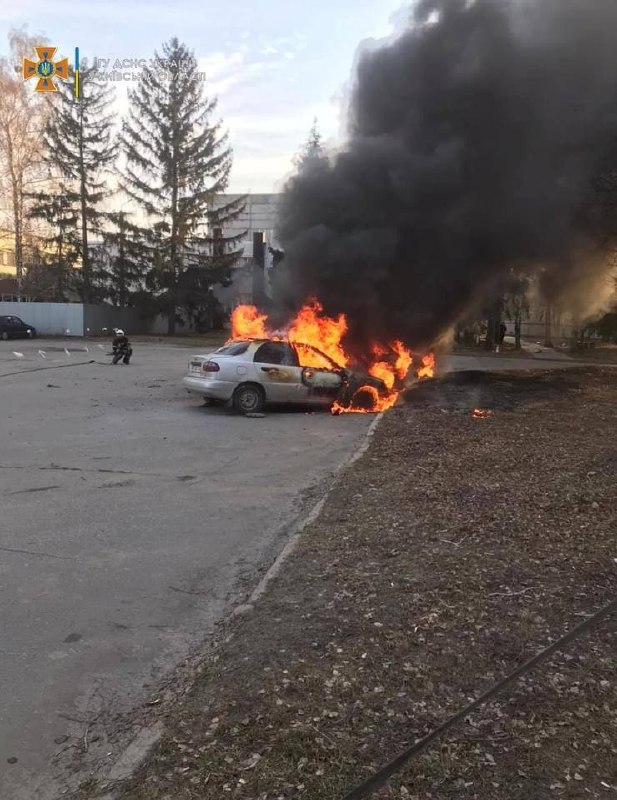 3 civilian vehicles caught fire as result of Russian shelling targeting Brovary