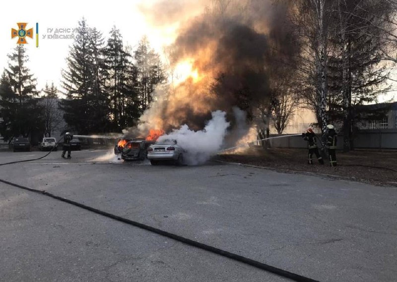 3 civilian vehicles caught fire as result of Russian shelling targeting Brovary