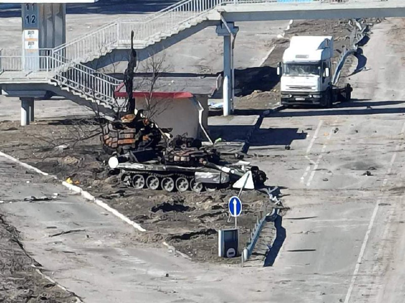 Фота: у Кіеўскай вобласці знішчаны расійскія танкі