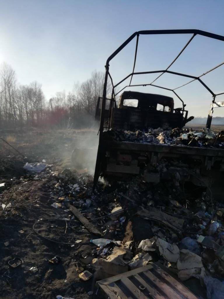 W rejonie Czernihowa zniszczono rosyjską ciężarówkę wojskową