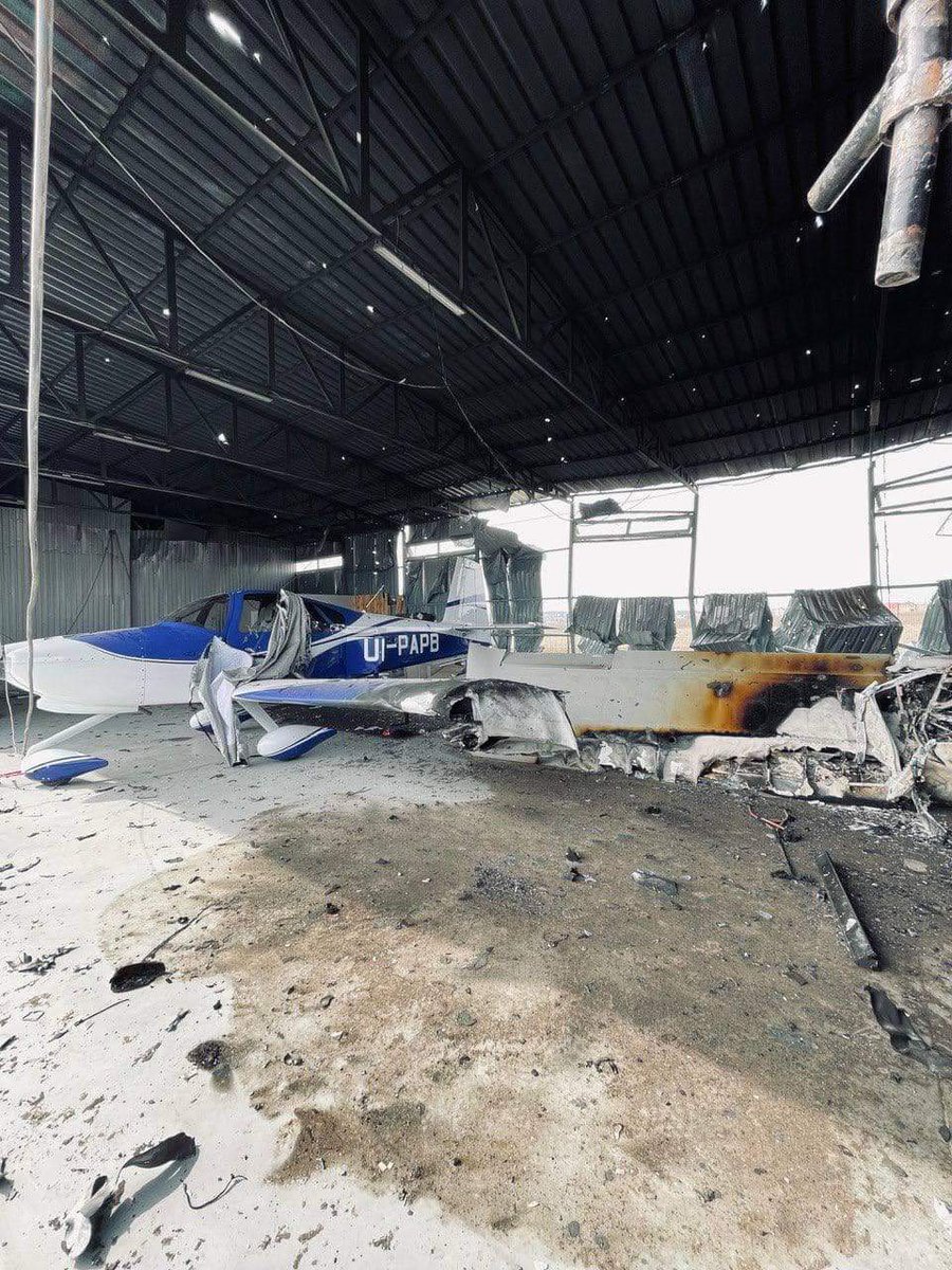 Destruction at Buzova UKXB airfield west of Kyiv