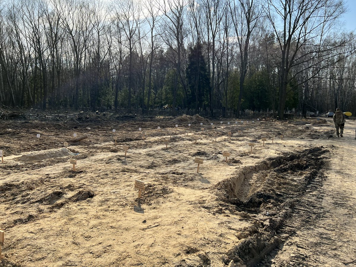 Graves of civilians killed in Chernihiv