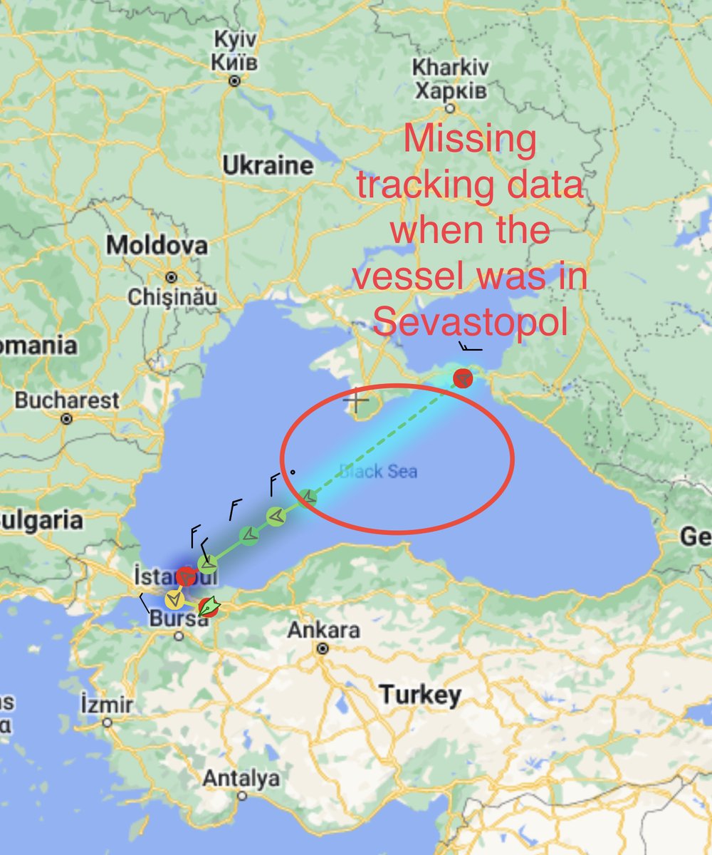 Stolen commodities from occupied Ukraine: Shipping from Crimea to Turkish ports continues unchecked with impunity, against Turkish policy. Astrakhan based CMC's Russian flag vessel Mikhail Nenashev, en route from Sevastopol, transited Bosphorus carrying wheat & arrived Derince