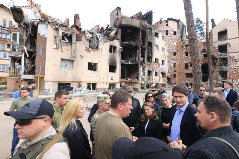 O primeiro-ministro do Canadá Justin Trudeau está visitando Irpin'