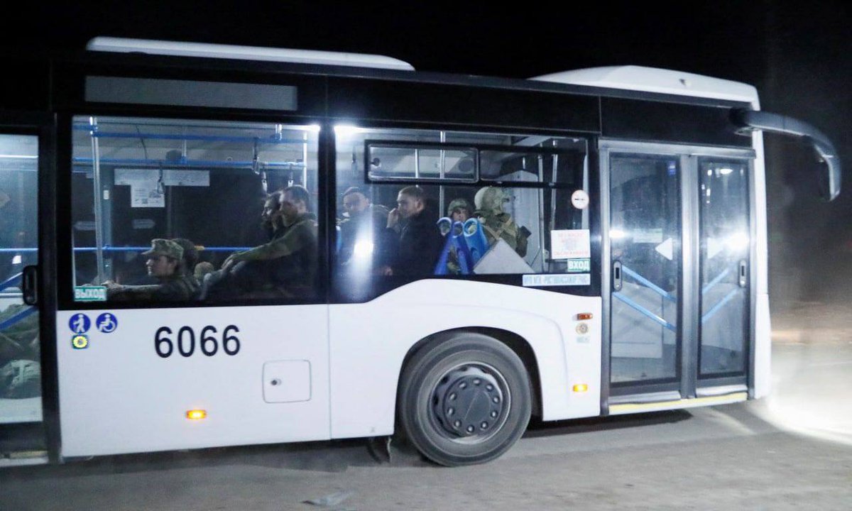 Photos via Reuters of Ukrainian soldiers being taken out of Azovstal in Mariupol in buses this evening, presumably to the Russian-controlled territory