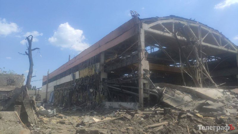 Images of damage at Kredmash plant in Kremenchuk