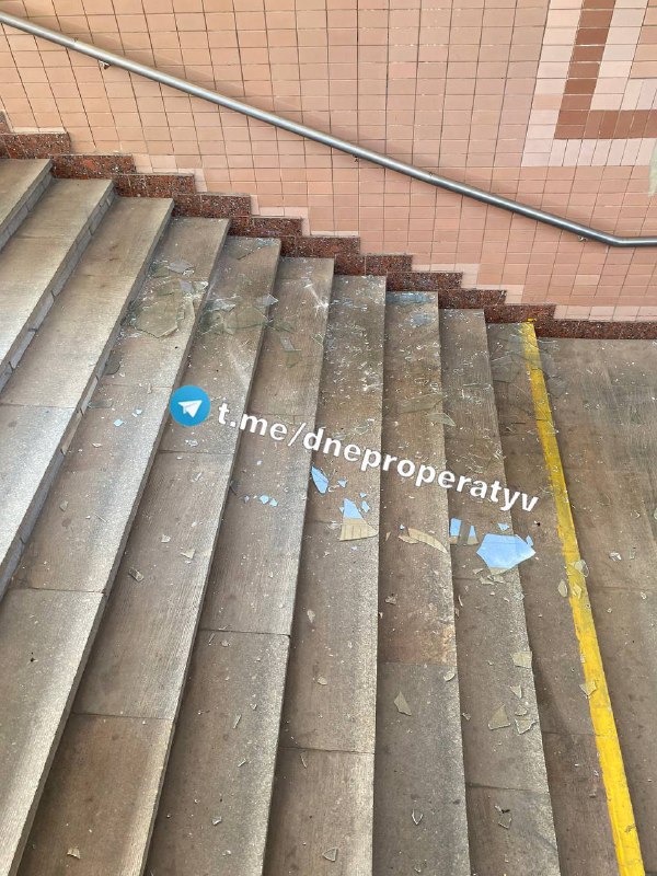 Damage to metro station in Dnipro city as result of Russian missile strike. 6 Kaliber missiles were launched at Dnipro city, 4 shot down,2 hits