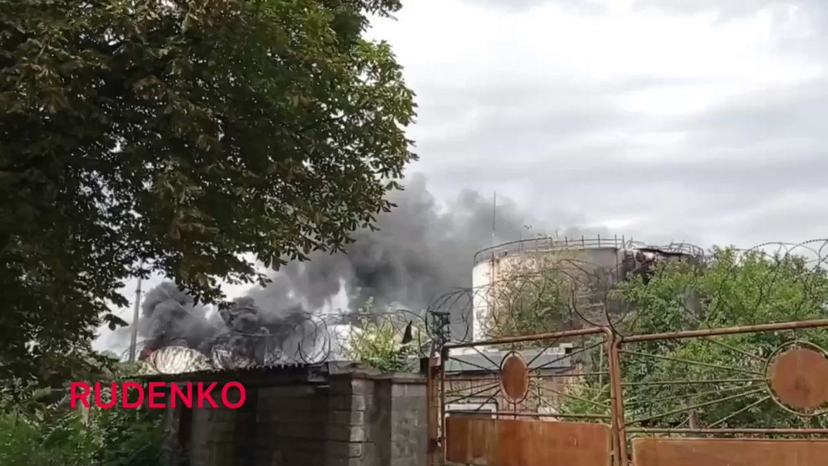 Fire burning at oil depot in Kirovsky district in Donetsk