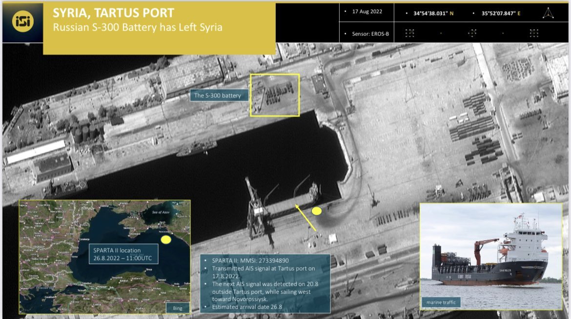 Prywatna izraelska firma wywiadowcza @ImageSatIntl publikuje zdjęcia satelitarne pokazujące, że Rosja najwyraźniej przeniosła swój system S-300 z Syrii z powrotem do Rosji