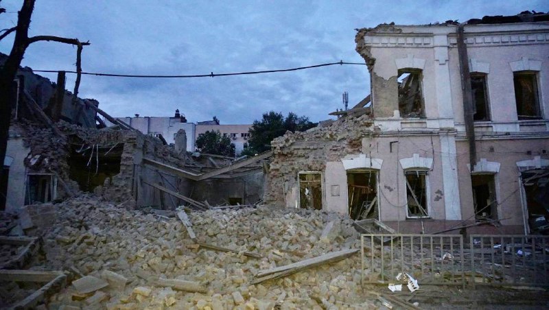 Destruction in Dnipro city as result of Russian missile strike. 1 wounded