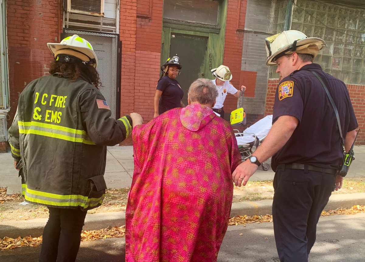 Fire unit block R St NW. Fire knocked down. Checking for extension to floor above & attic in 4 story apartment building. 1 adult female being evaluated by EMS. Investigators on scene. DC firefighters