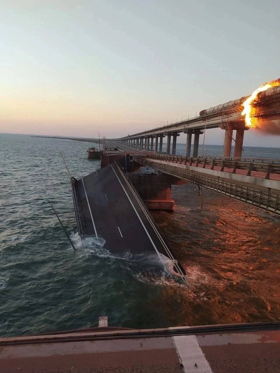 Another image of collapsed road part of Crimean bridge