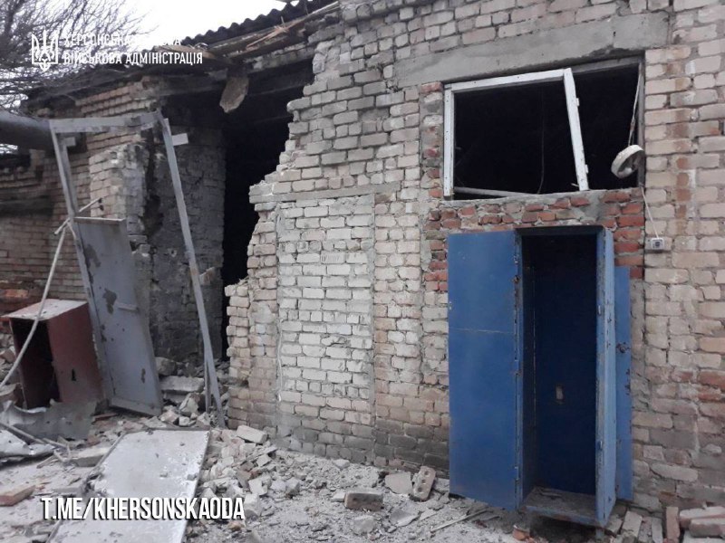 Vernietiging van het ziekenhuis in Beryslav als gevolg van Russische beschietingen