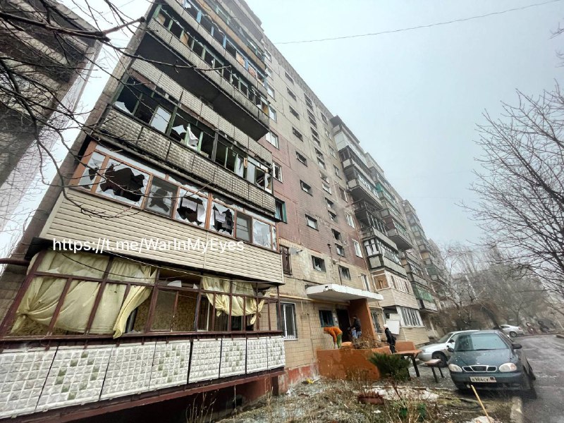 خسارت در Horlivka در نتیجه گلوله باران