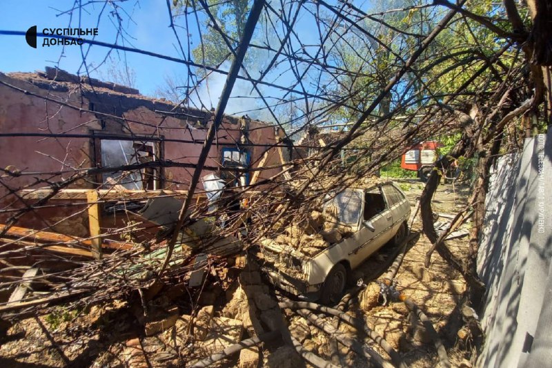Destrucción como resultado del ataque con misiles rusos en Kramatorsk