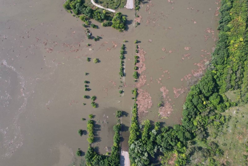 Powódź w pobliżu Odradokamyanka w obwodzie chersońskim