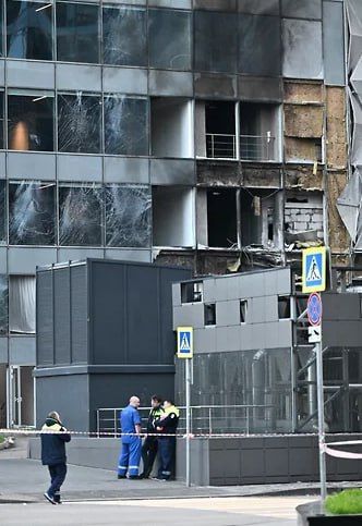Zniszczenia w handlowej dzielnicy Moskwy