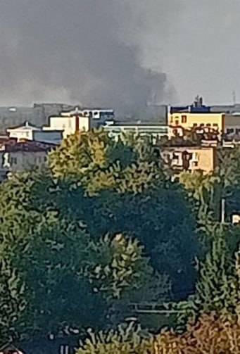 Feuer in der Nähe des Bahnhofs in Donezk