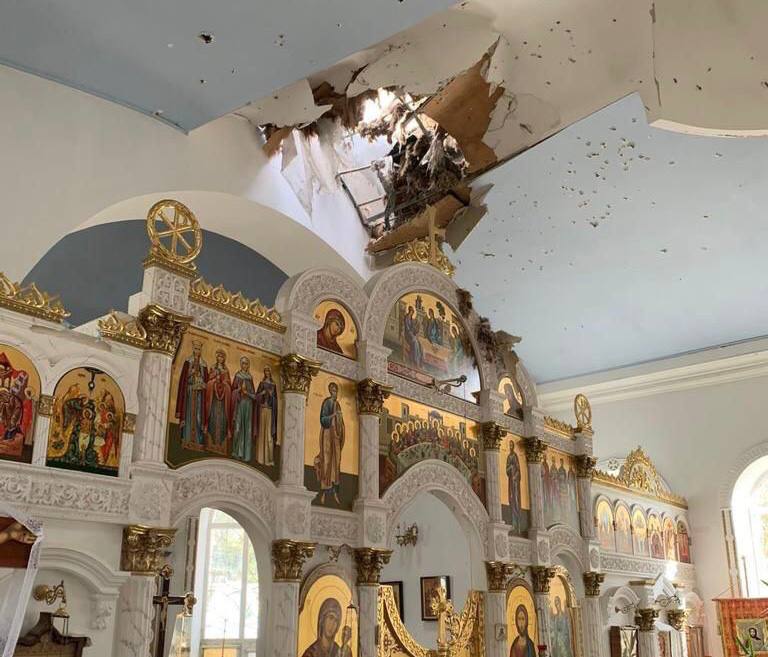Rusijos artilerija apšaudė bažnyčią Chersone