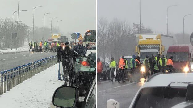Motoristas ucranianos bloquearam estradas em Medyka e Przemysl, exigindo o levantamento do bloqueio para eles na fronteira com a Ucrânia