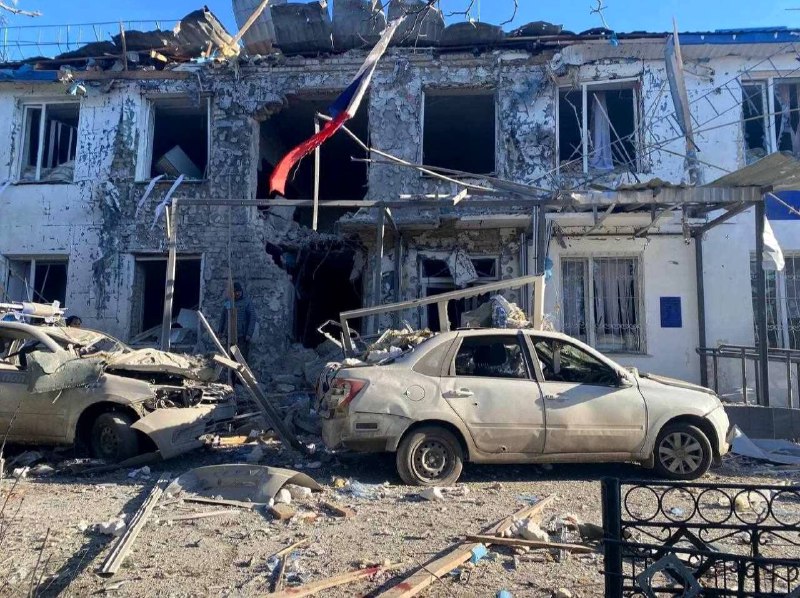 Ukraiński atak rakietowy trafił w komisariat policji władz okupacyjnych we wsi Yubileyne w obwodzie chersońskim