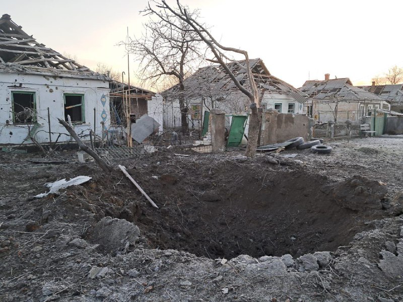 Danos em Beryslav como resultado de ataques russos