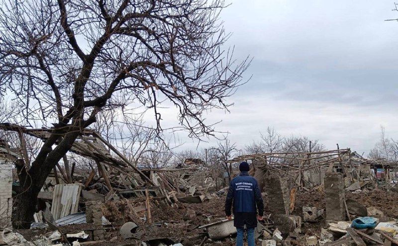 Vernietiging in Selydove als gevolg van beschietingen van de ene op de andere dag