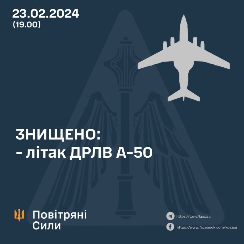 Forças Aéreas Ucranianas afirmam ter abatido aeronave russa AEW A-50