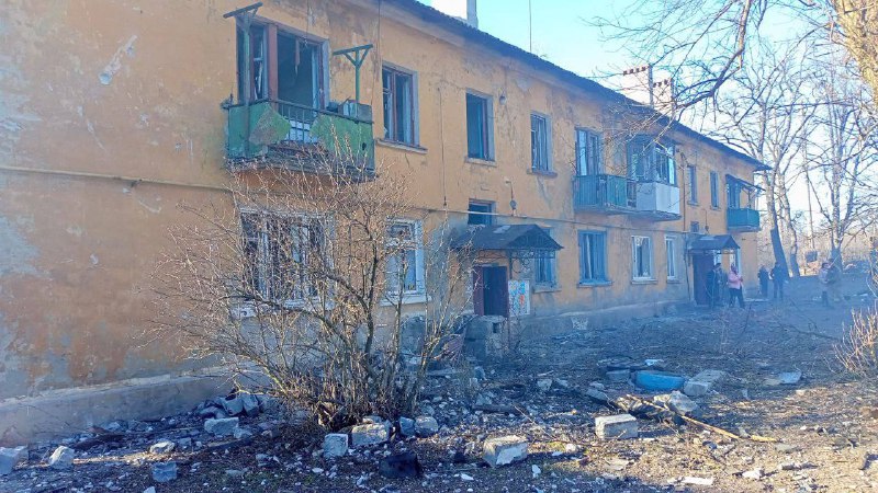 Zniszczenia w Gorłówce w wyniku ostrzału