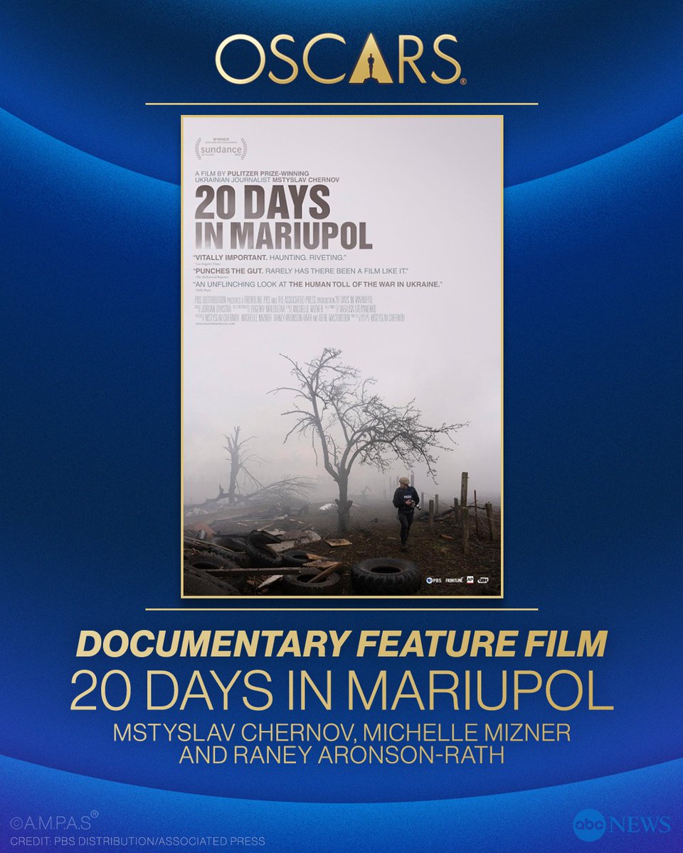Xelata @TheAcademy ji bo Fîlma Belgefîlm a Dirêj ji 20 Days in Mariupol re hat dayîn.