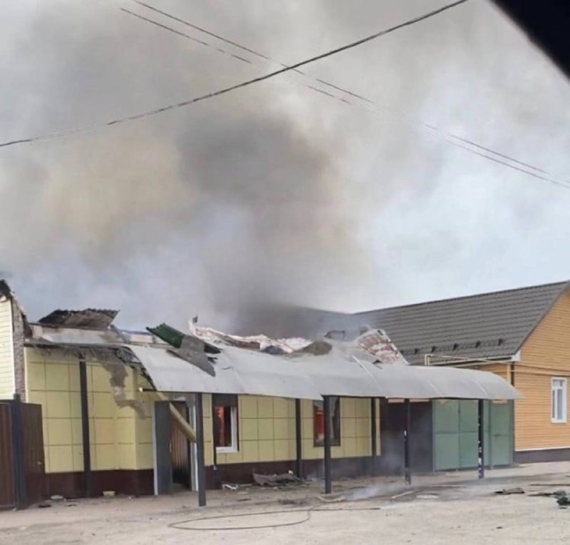 Ogień w Tyotkino w wyniku ostrzału