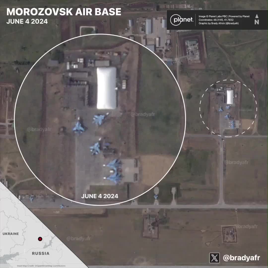 Les conséquences de la récente frappe ukrainienne sur la base aérienne de Morozovsk en Russie sont visibles sur de nouvelles images satellite. La base a été frappée pour la dernière fois par l'Ukraine au début de cette année, en avril.