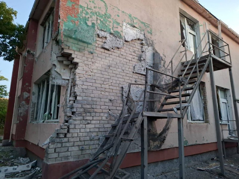 Damage in Nikopol as result of artillery shelling