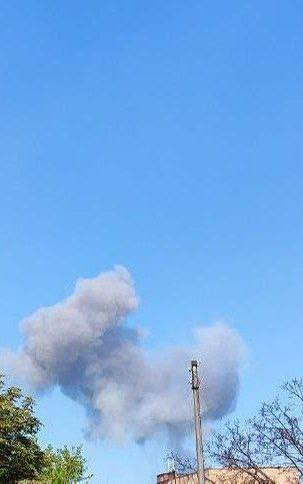 Smoke rising after missile strikes in Kramatorsk 