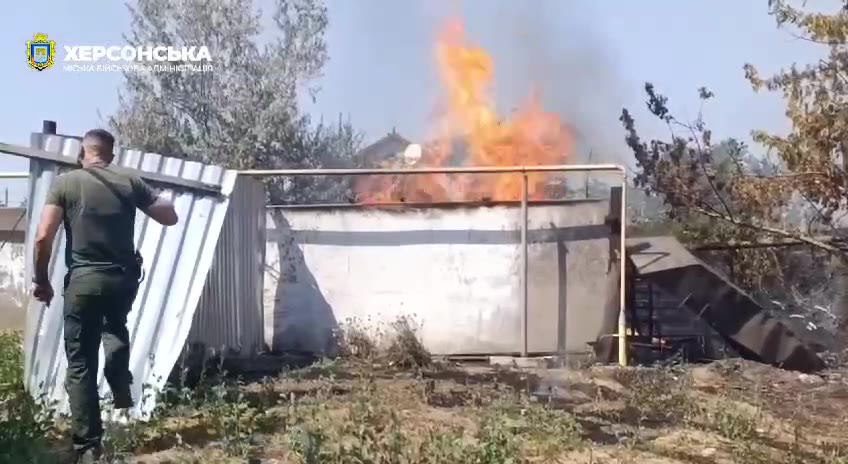 Die russische Armee hat heute Komyshany in der Region Cherson beschossen