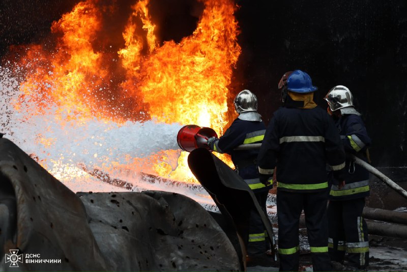 Big fire at infrastructure in Vinnytsia region as result of Shahed drone strike