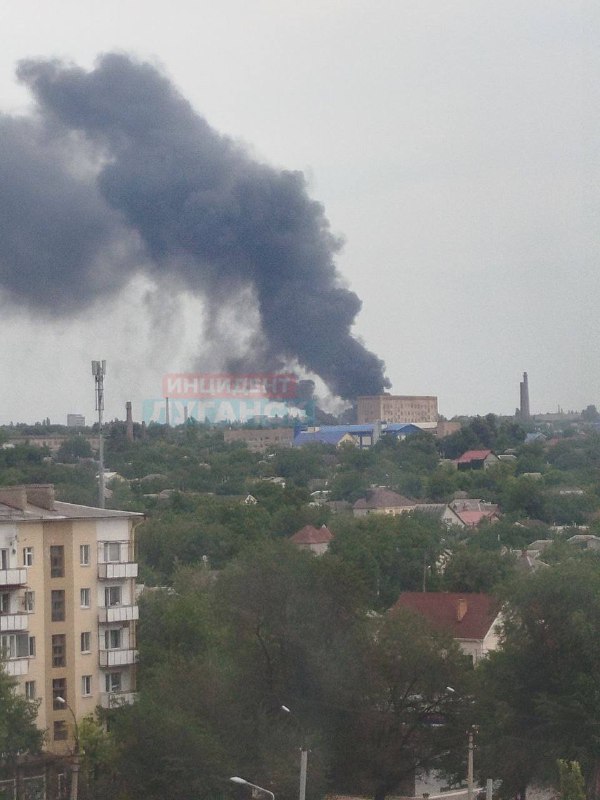 Smoke is rising over Luhansk