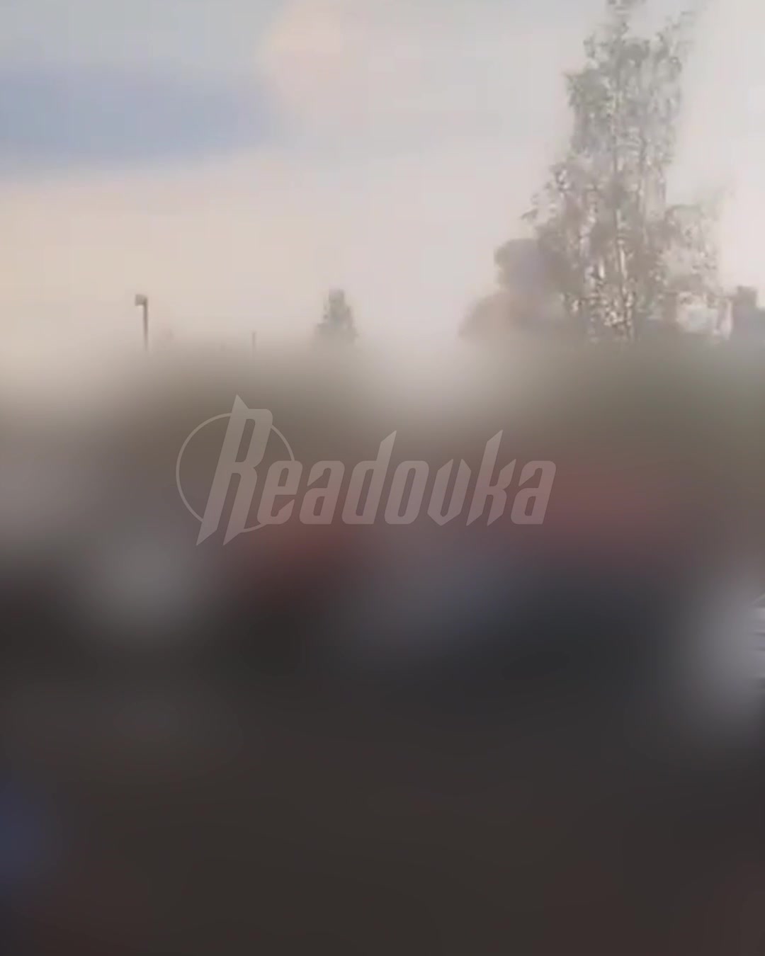 Column of smoke rising from oil depot in Kotelnich of Kirov region