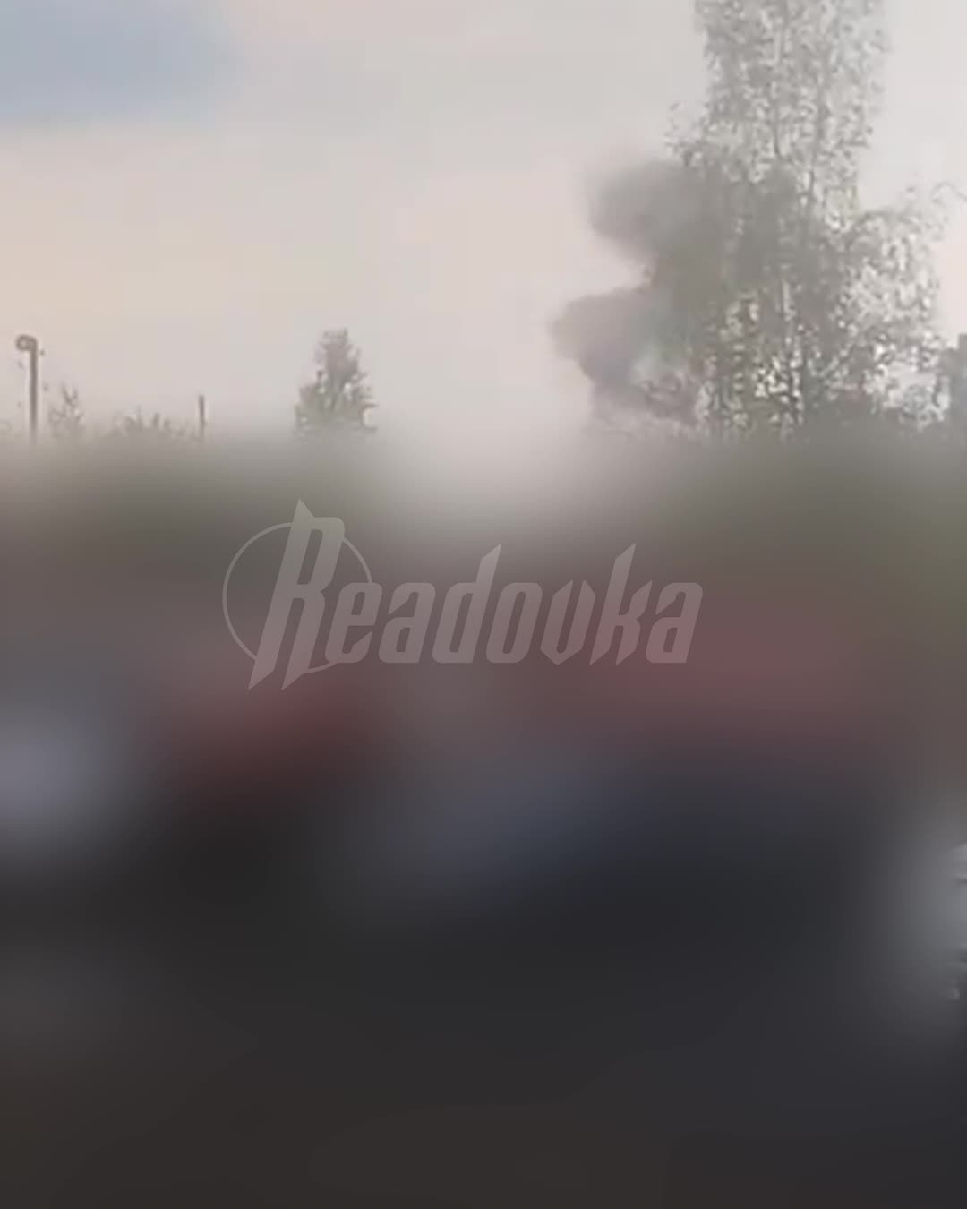 Column of smoke rising from oil depot in Kotelnich of Kirov region