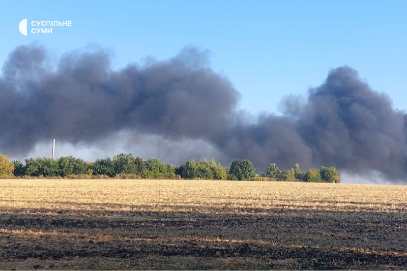 Thick smoke in Sumy after Russian air strike 