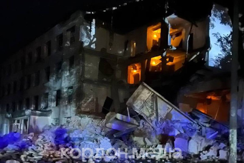 University building is partially destroyed in Sumy as result of Russian airstrike