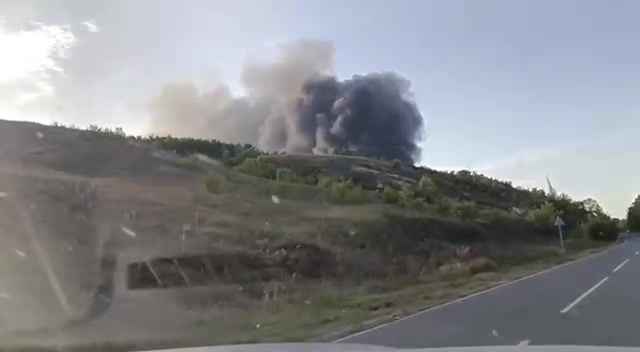 שריפה במחסן הדלק במחוז וולוקונובסקי באזור בלגורוד