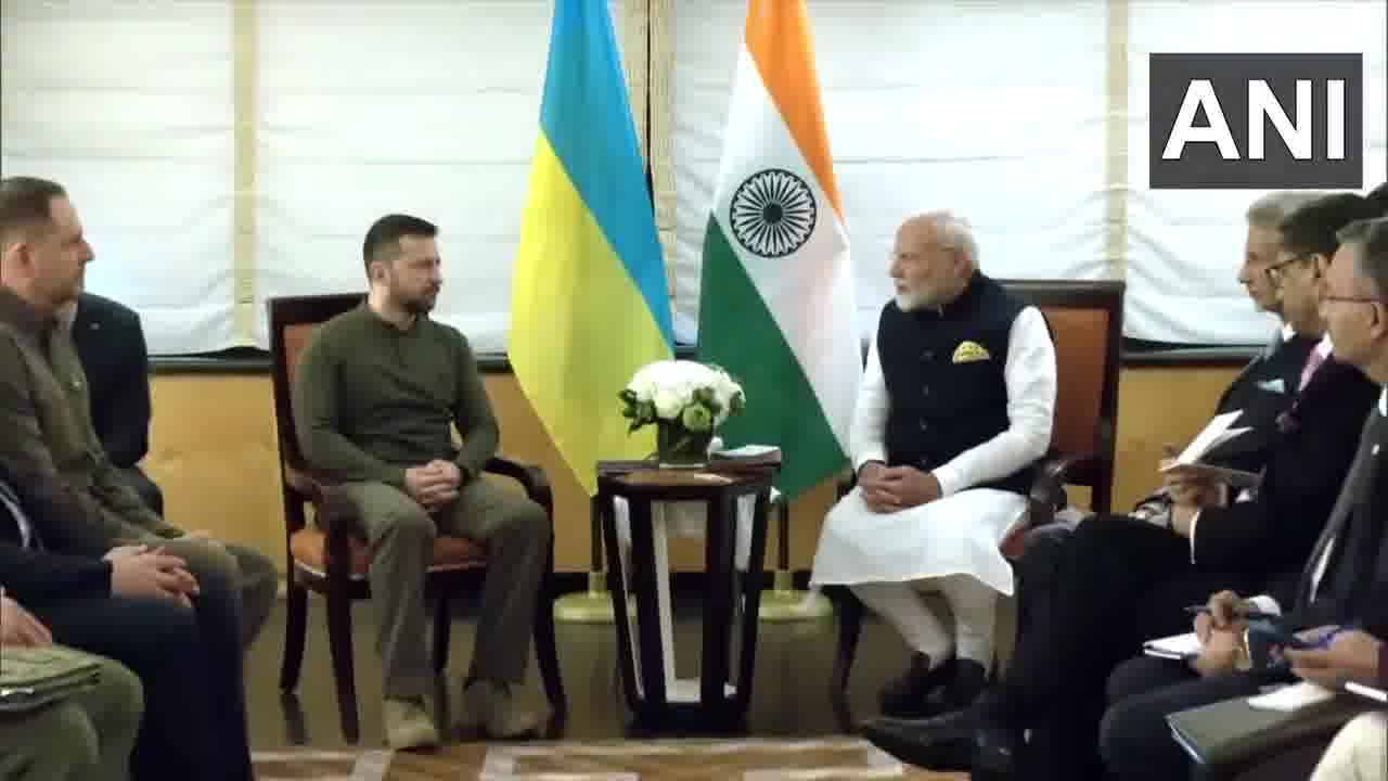 Indijos ministras pirmininkas Narendra Modi surengė dvišalį susitikimą su Ukrainos prezidentu Volodymyru Zelenskiu Niujorke, JAV (Šaltinis: ANI/DD News)