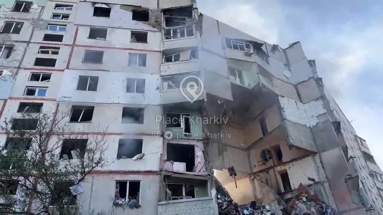 Residential house was partially destroyed as result of Russian airstrike in Kharkiv